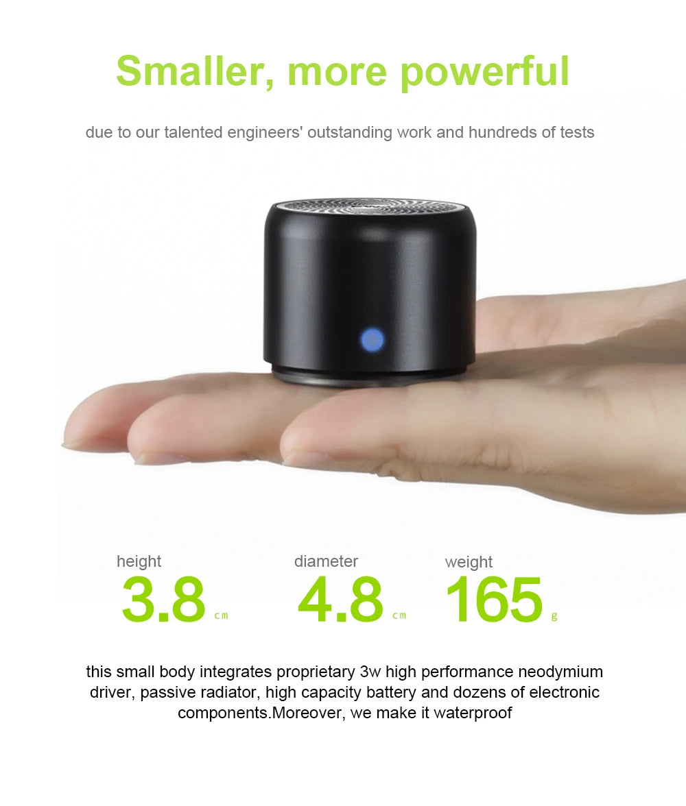 Altavoz Bluetooth EWA Mini Impermeable - Sonido Potente y Portátil